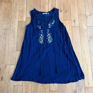 Speechless Embroidered Navy Blue Sleeveless Dress - Size Small